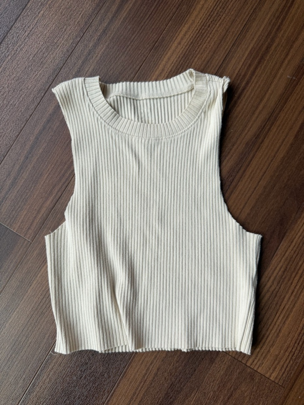 aerie Cream Ribbed Cropped Tank